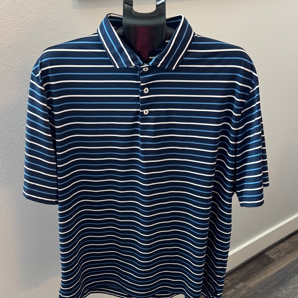 Ralph Lauren Navy and White Striped Polo Shirt